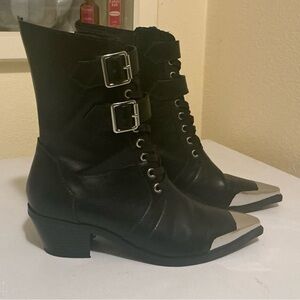 Killstar Black Combat Boots with Silver Accents